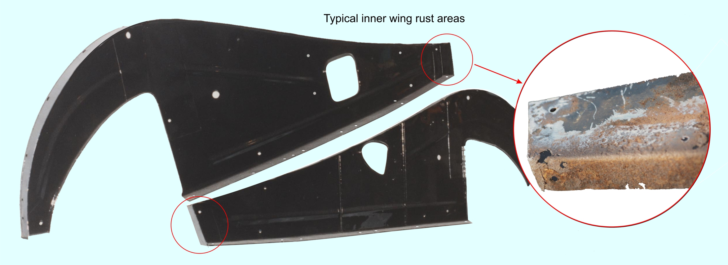 Typical inner wing rust